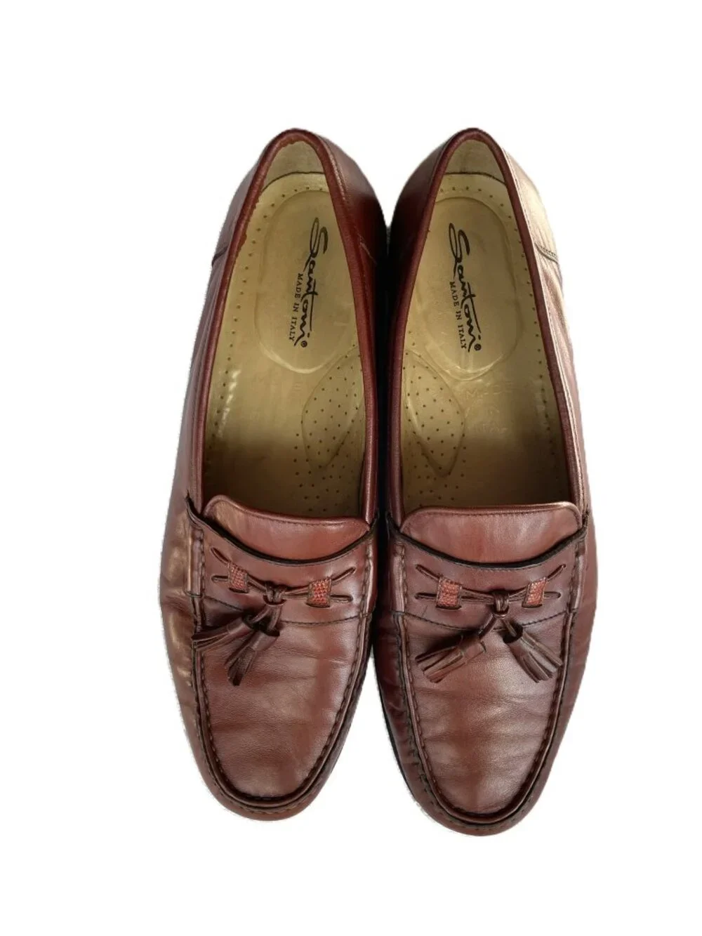 Santoni Men’s Brown Leather Tassel Loafers | Size 11.5 D | Made in Italy